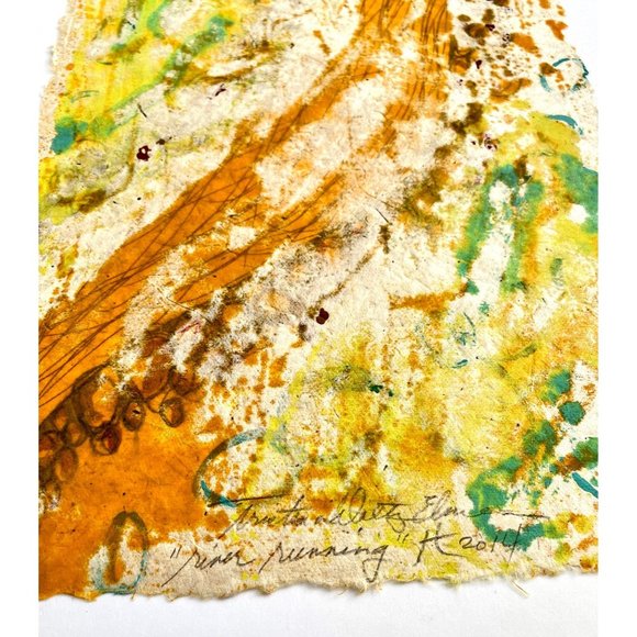 River Running - Original Art Encaustic Wax Painting on Lokta Mulberry Paper - Picture 6 of 6